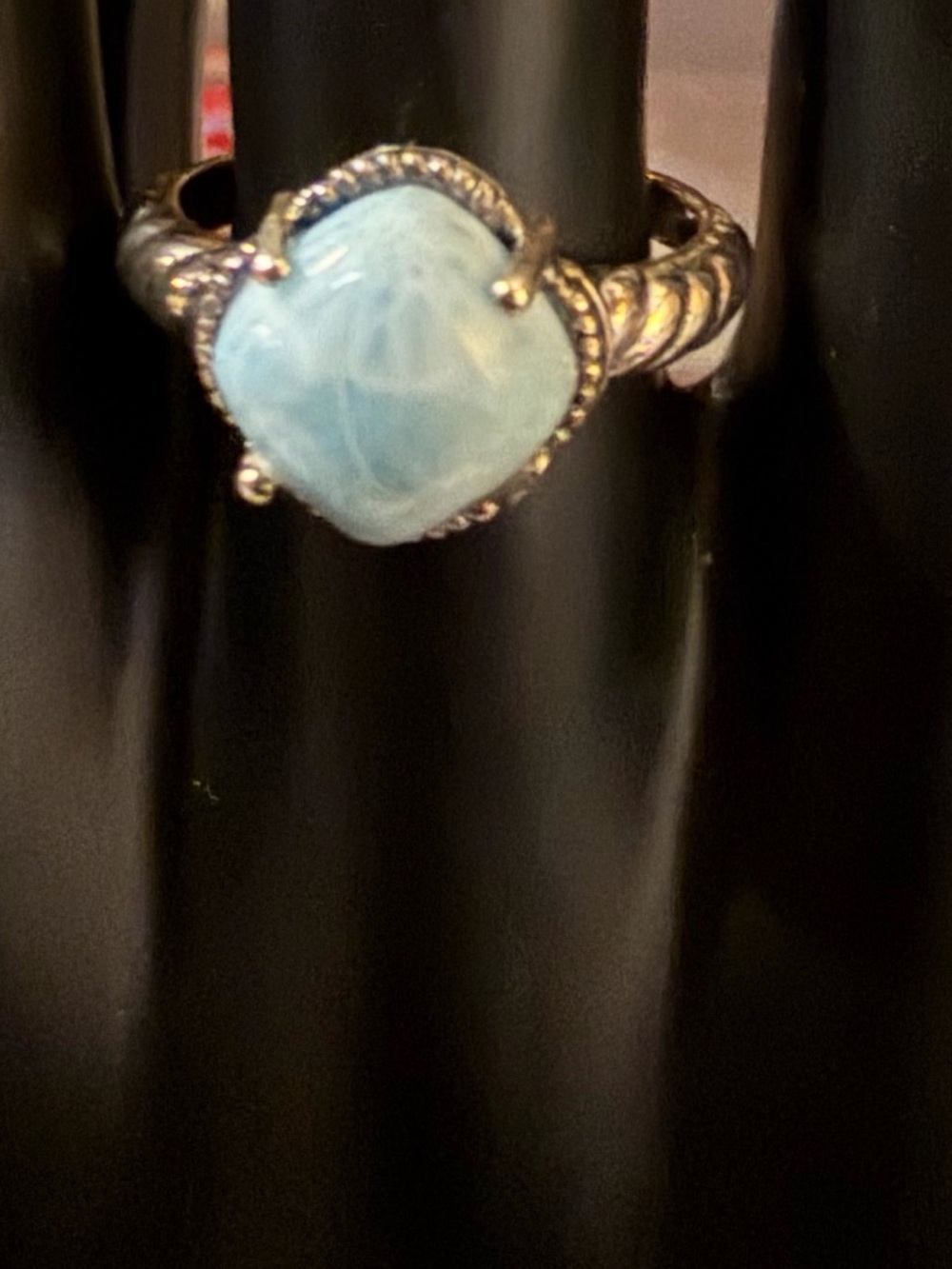 This Larimar Sterling Silver 925 Ring in size 9 is a beautiful handmade piece fe